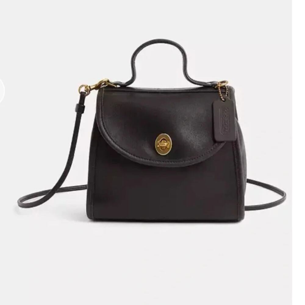 Vintage Coach Regina Bag 9983 Black Leather Brass Crossbody